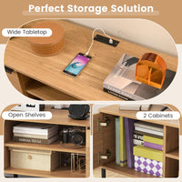 Tangkula 2-Door TV Stand with Charging Station for TVs up to 65”