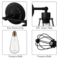 Tangkula Wall Sconce Wall Light Fixture Black Matal Industrial Vintage Rustic Retro Style