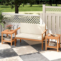 Tangkula Table d'appoint carrée à 2 niveaux en bois d'acacia avec plateau à lattes et étagère de rangement