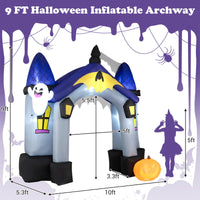Tangkula 10 FT Halloween Lighted Inflatable Haunted House Castle Archway