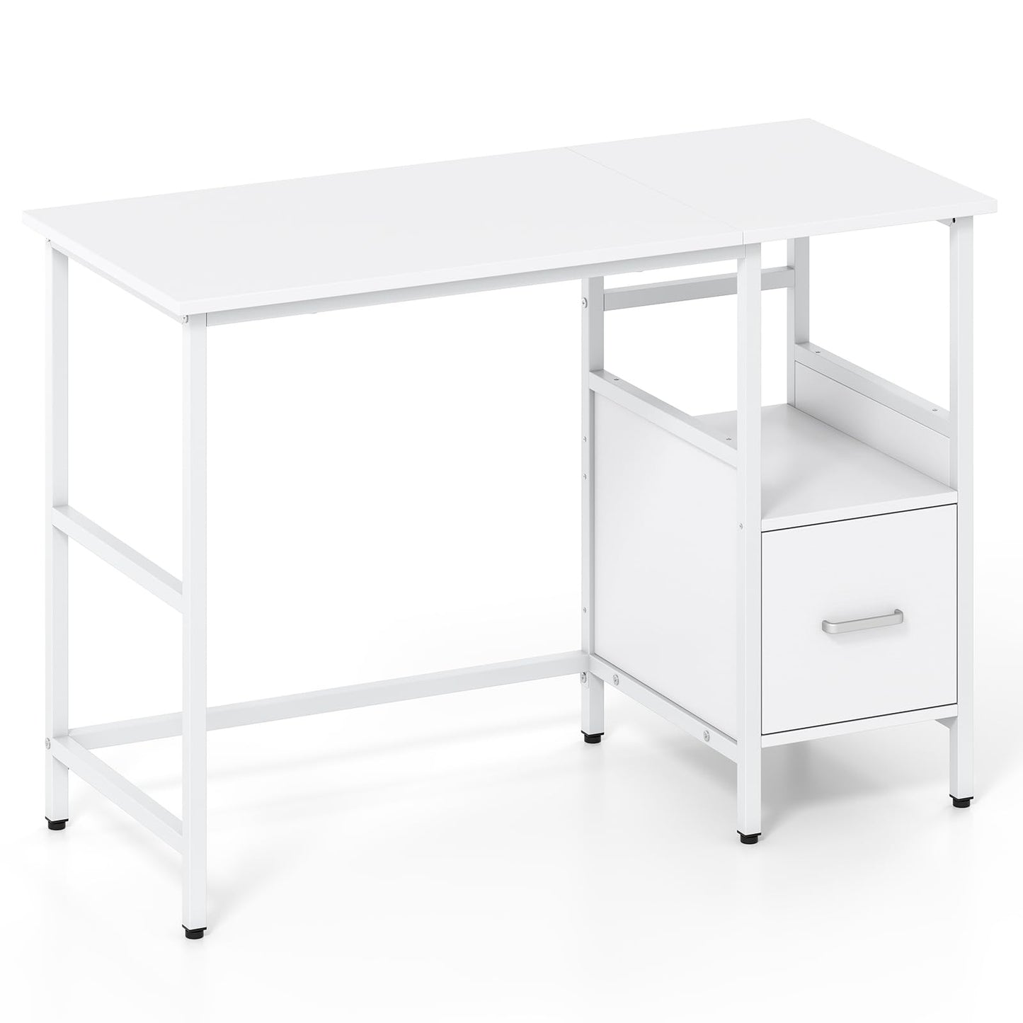 Tangkula White Desk with Storage Drawer & Shelf
