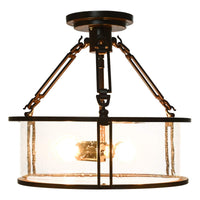 Plafonnier Tangkula Semi Flush Mount, plafonnier 3 lumières avec abat-jour en verre bullé