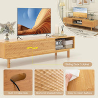 Tangkula Bamboo TV Stand for 65” 70” TVs