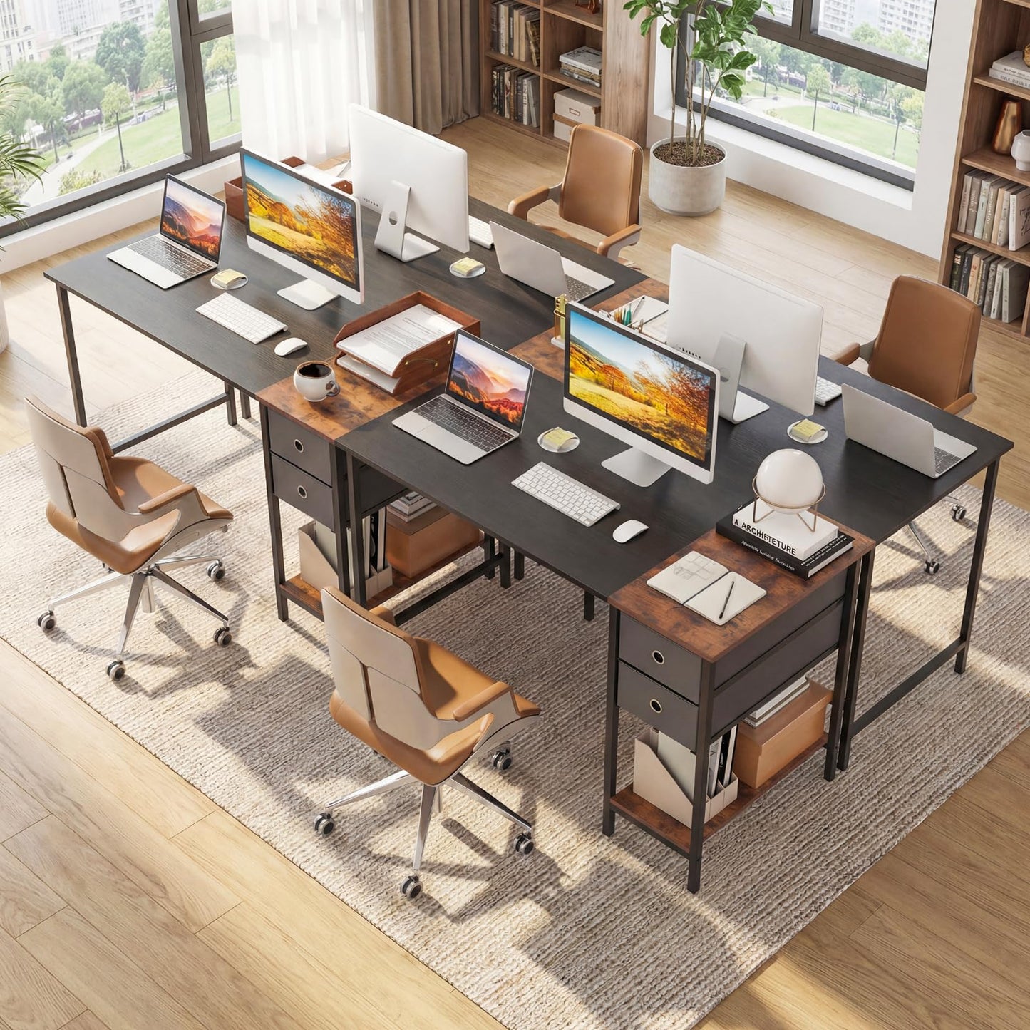 Tangkula 48" Computer Desk with 2 Fabric Drawers