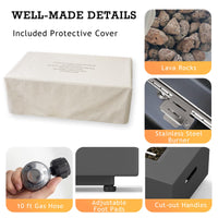 Tangkula 2 Piece Propane Fire Pit Table Set with Tank Holder
