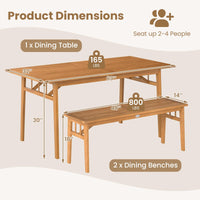 Tangkula 3 Pieces Patio Dining Set