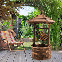 Fontaine en cascade en bois de style ancien Tangkula pour l'extérieur avec pompe à seau (22,5" x 22,5" x 48,5")