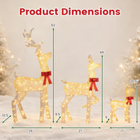 Tangkula 3-Piece Christmas Lighted Reindeer Family Set
