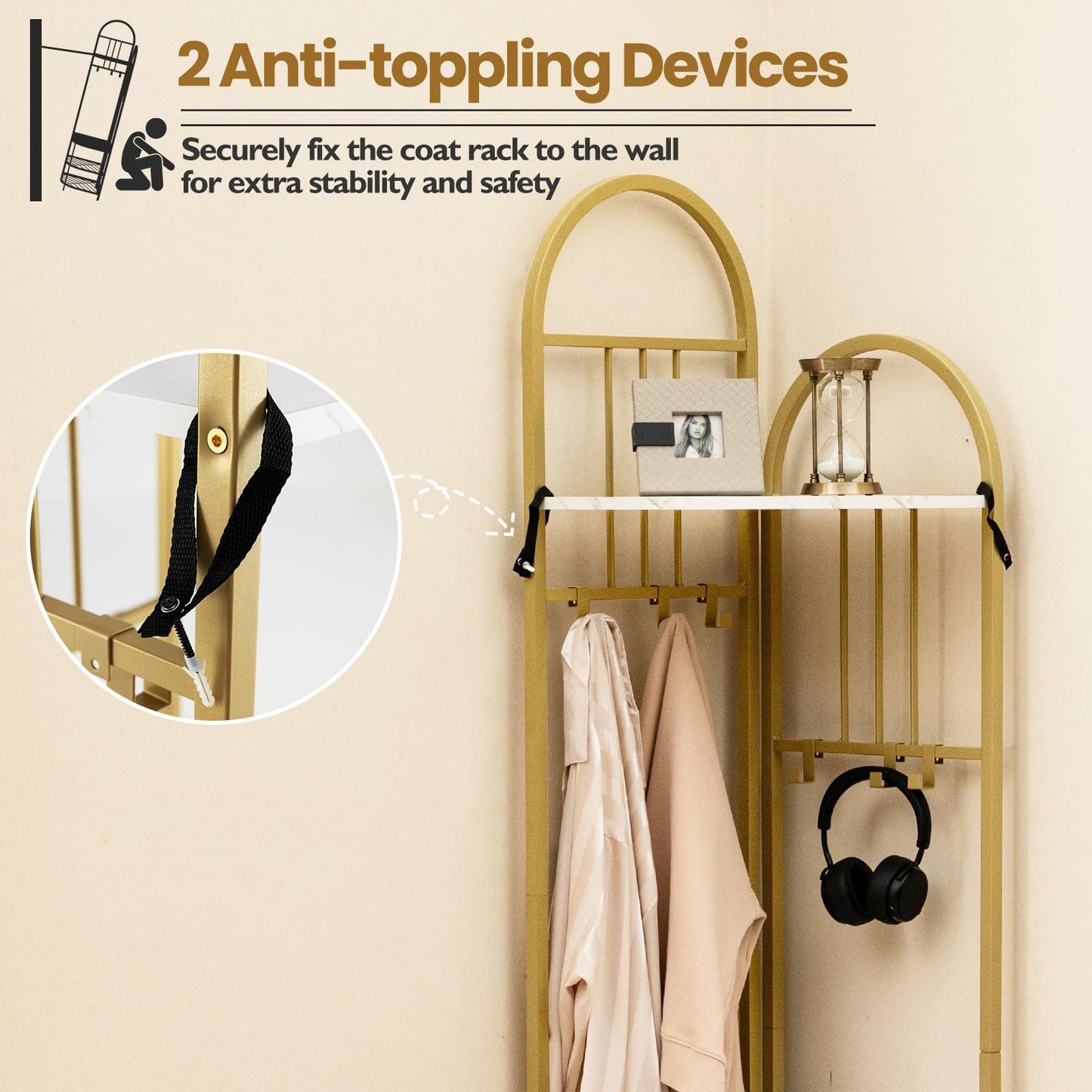 Tangkula 4-Tier Coat Rack Corner Hall Tree with Shoe Storage Bench