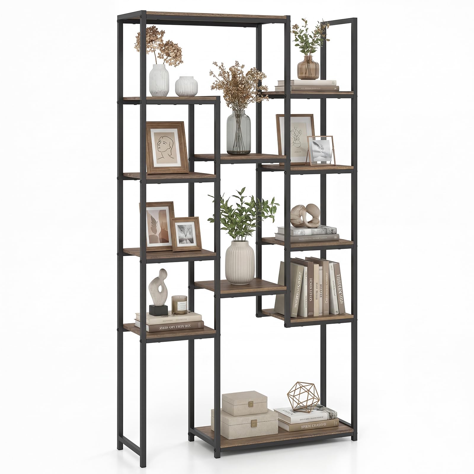 Tangkula 71” Tall Bookshelf with 12 Storage Shelves & Heavy-Duty Metal Frame