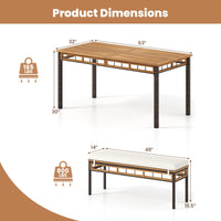 Tangkula 3 Pieces Wood Patio Dining Set with 1.97” Umbrella Hole