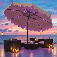 Tangkula 9 FT Solar Patio Umbrella with 104 Color-Changing Flowing LED Lights
