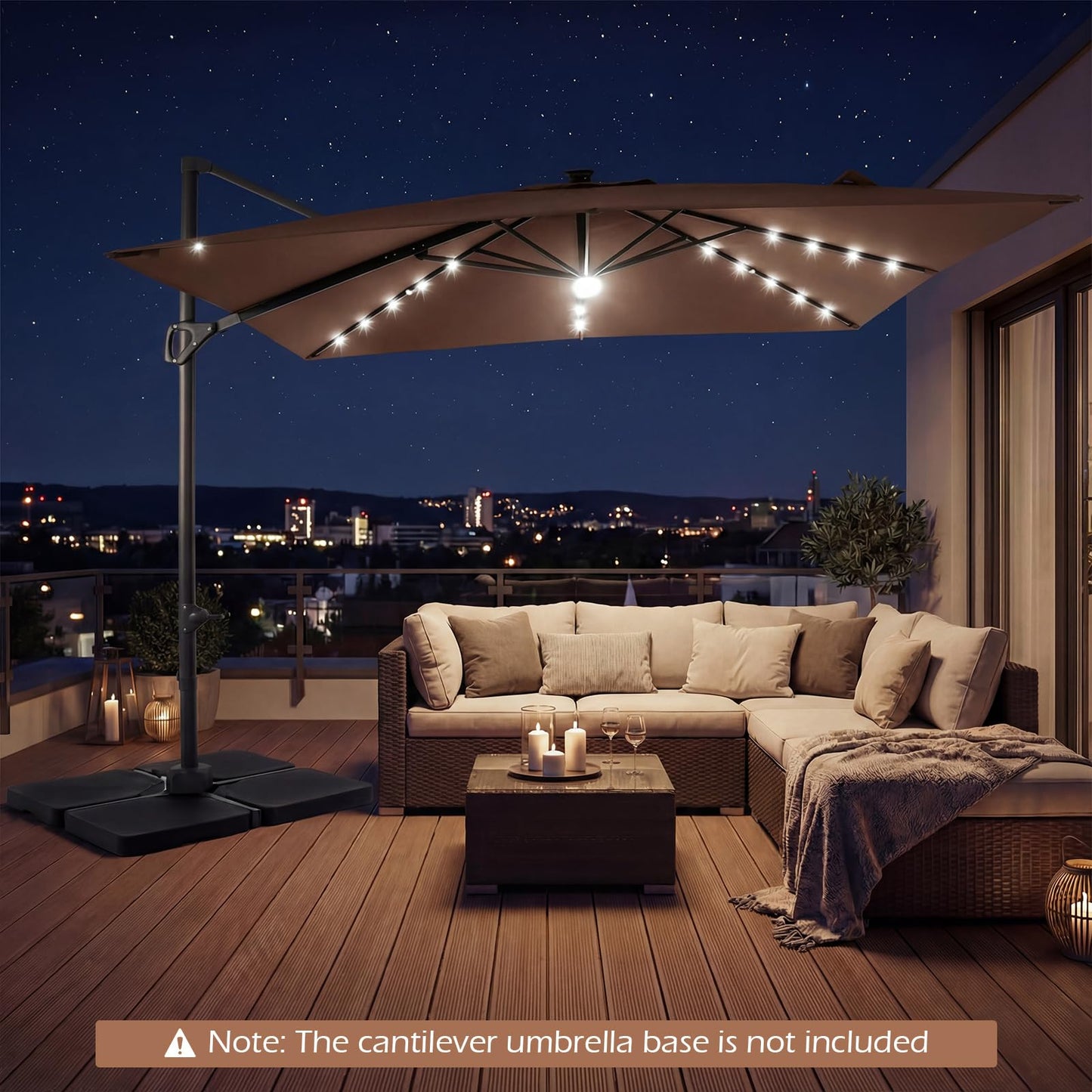 Tangkula 10ft Patio Umbrella with Solar Lights
