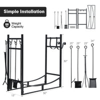 Tangkula 30 Inches Firewood Log Rack with 4 Tools Set