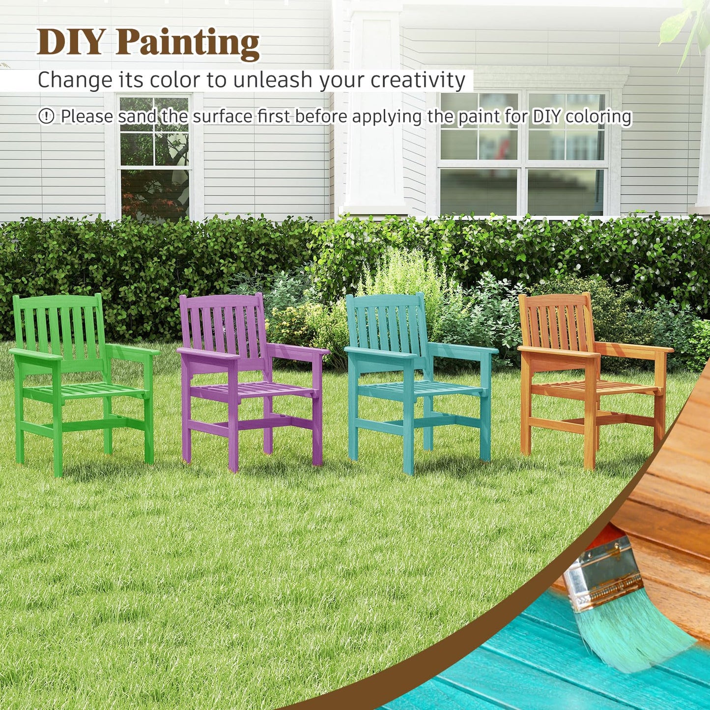 Tangkula 7 Piece Patio Wood Dining Table Set