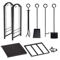 Range-bûches Tangkula avec 4 outils de cheminée, support de rangement pour bûches avec kit d'outils de cheminée (17,5" L x 12" l x 29,5" H)
