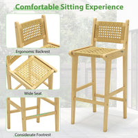 Tangkula Patio Teak Wood Bar Stools（1/2/4）