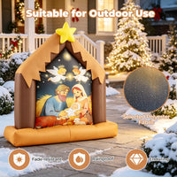 Tangkula 4 FT Christmas Inflatable Nativity Scene with Built-in LED Lights