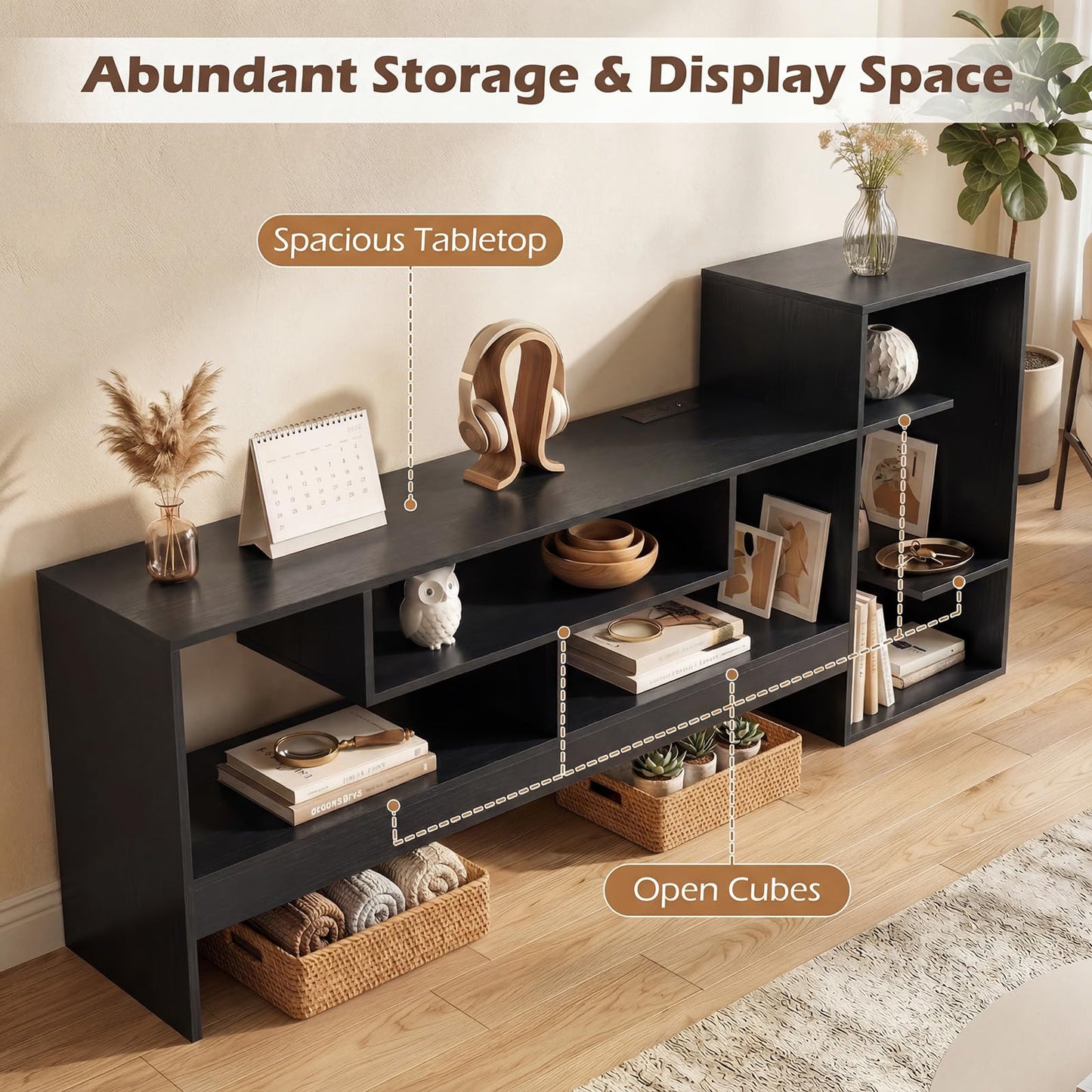 Tangkula Cube TV Stand for 55 Inch TV Entertainment Center