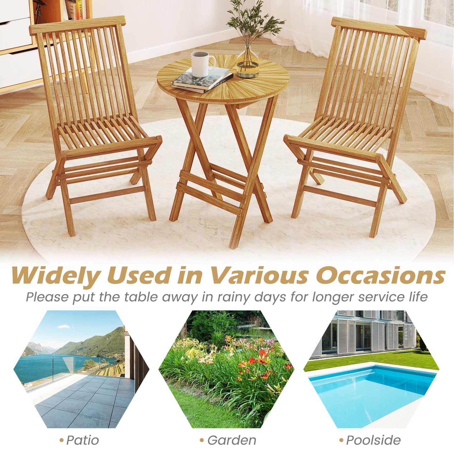 Tangkula Table d'appoint pliante de patio avec plateau à lattes et cadre en X