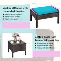 Tangkula Wicker Furniture Set 5 Pieces PE Wicker Rattan Outdoor All Weather Cushioned Sofas