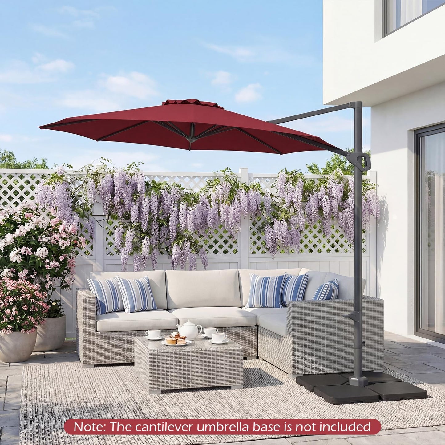 Tangkula 10ft Patio Umbrella Offset Cantilever Outdoor Umbrella(10 x 10 x 8.3 ft)