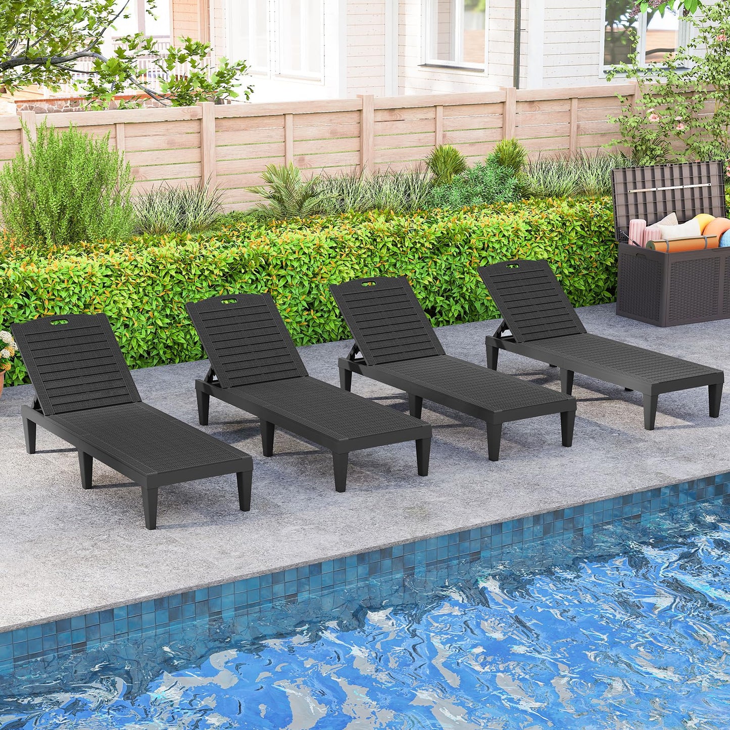 Tangkula Chaise Longue d'extérieur, Lot de 2 pour Piscine