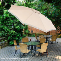 Tangkula 9Ft Patio Umbrella with Fringe, Boho Umbrella with Tassels, Crank Handle, Push Button Tilt