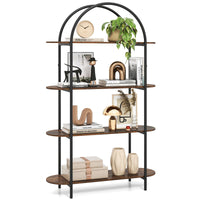 Tangkula 4 Tier Arched Bookshelf 61.5” Industrial Modern Freestanding Storage Rack (1 Pack/2 Pack)