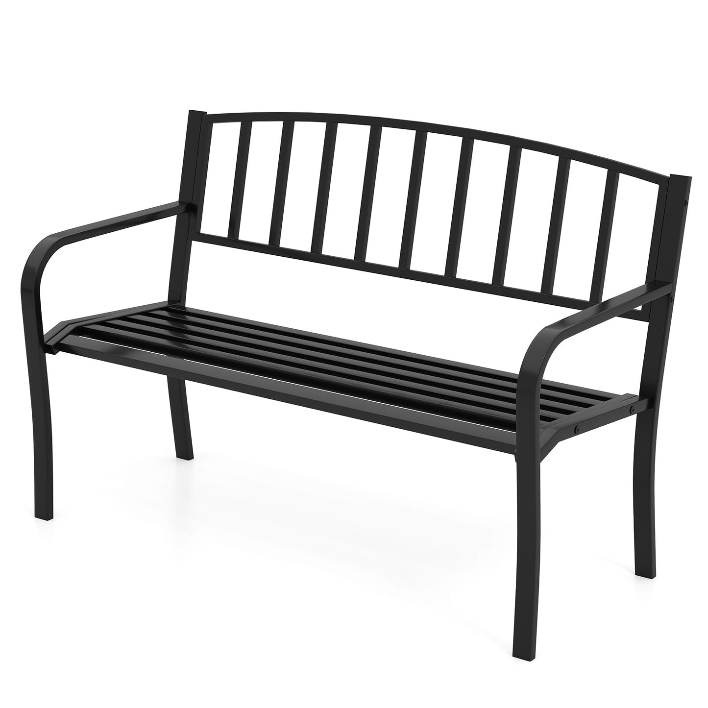Tangkula Metal Outdoor Park Bench 50 Inches Patio Garden Bench
