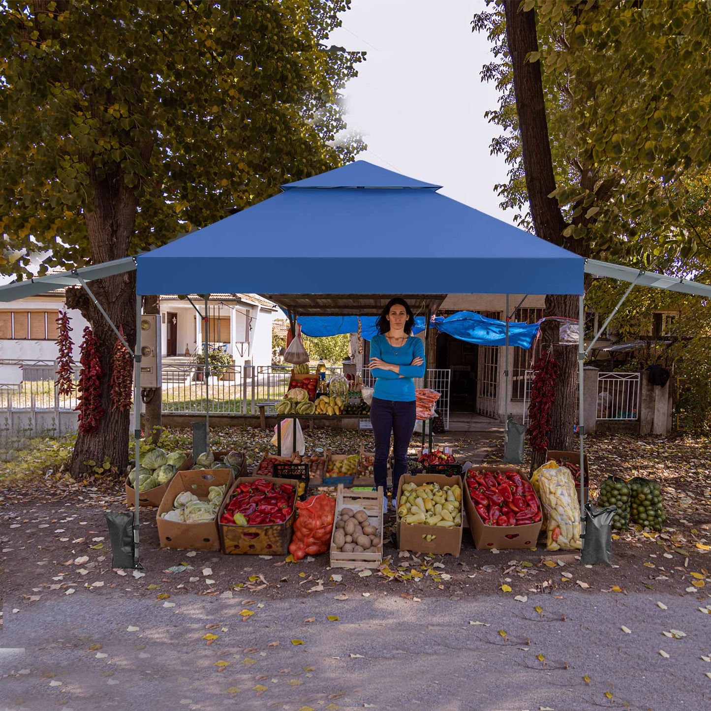 Tangkula 10x17.6 Ft Pop Up Canopy with Adjustable Dual Awnings, Easy Setup Instant Tent for Patio, Market, Picnic