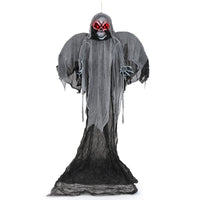 Tangkula 12.1 ft Halloween Hanging Reaper w/Wings, Voice Activated Animatronic Ghost w/Lighted Eyes & Terrifying Sounds