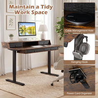 Tangkula 55-Inch Electric Standing Desk with 4 Storage Drawers & Monitor Stand