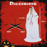 Tangkula Mariée Animée Debout d'Halloween 2,2 M Décoration de Maison Hantée