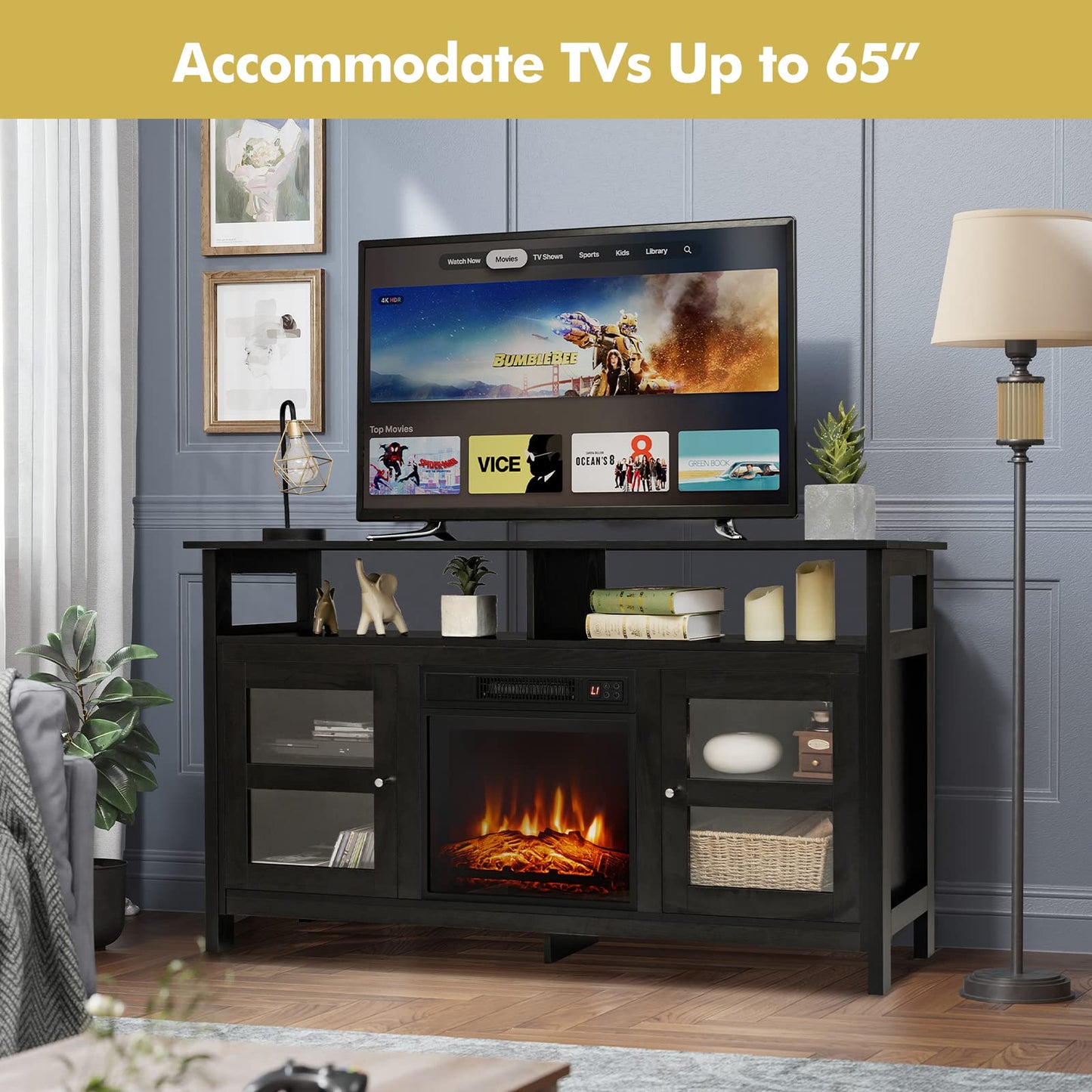 Tangkula Fireplace TV Stand with 18 Inches 1400W 5,000 BTU Electric Fireplace
