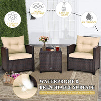  7 Piece Patio Furniture Set with 40,000BTU Propane Fire Pit Table - Tangkula