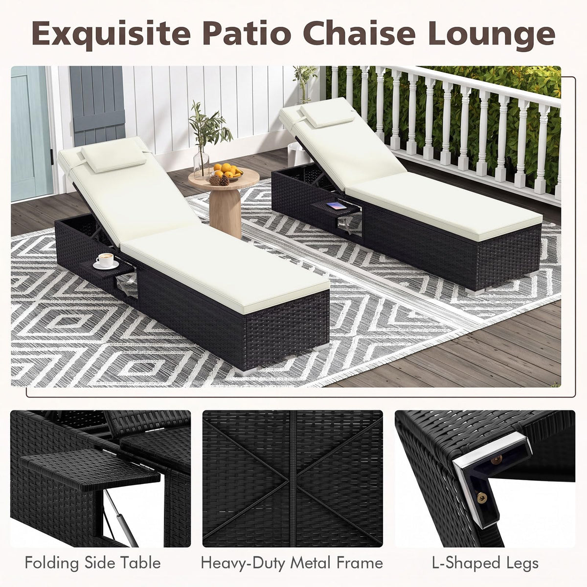 Tangkula Patio Rattan Chaise Lounge