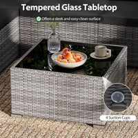 Tangkula 7 Pieces Wicker Sectional Patio Furniture Set | PE Rattan Sofas with Tempered Glass Coffee Table