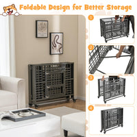 Tangkula Foldable Dog Crate, 3-Door Heavy Duty Dog Kennel with Removable Crate Tray