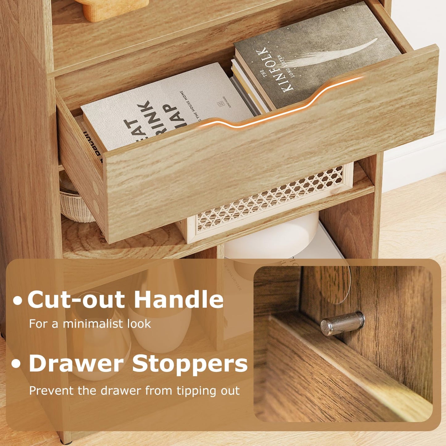 Tangkula 61” Tall Open Bookcase with Drawer 8-Cube Display Storage Cabinet Organizer(1/2)