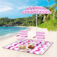 Tangkula 4 Pieces Beach Chair Set with Umbrella & Blanket