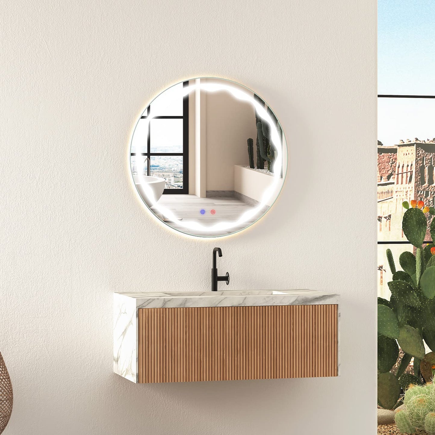 Tangkula 23.5" Round LED Bathroom Mirror