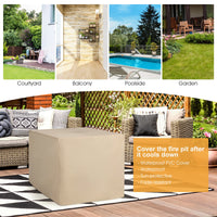 Tangkula 9 Pieces Outdoor PE Rattan Sectional Sofa with 35-Inch Gas Fire Pit Table