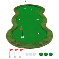 Tangkula 10 FT Golf Putting Green with Realistic Artificial Grass Turf