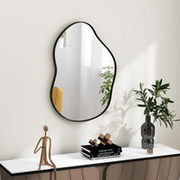 Miroir mural asymétrique Tangkula, grand miroir mural élégant de forme irrégulière avec panneau arrière de qualité supérieure