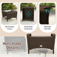 Tangkula 2 Pieces Patio Wicker Ottomans with Removable Cushions