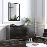 Tangkula Miroir de fenêtre rectangulaire 28" x 40", miroir moderne à 3 couches avec cadre métallique