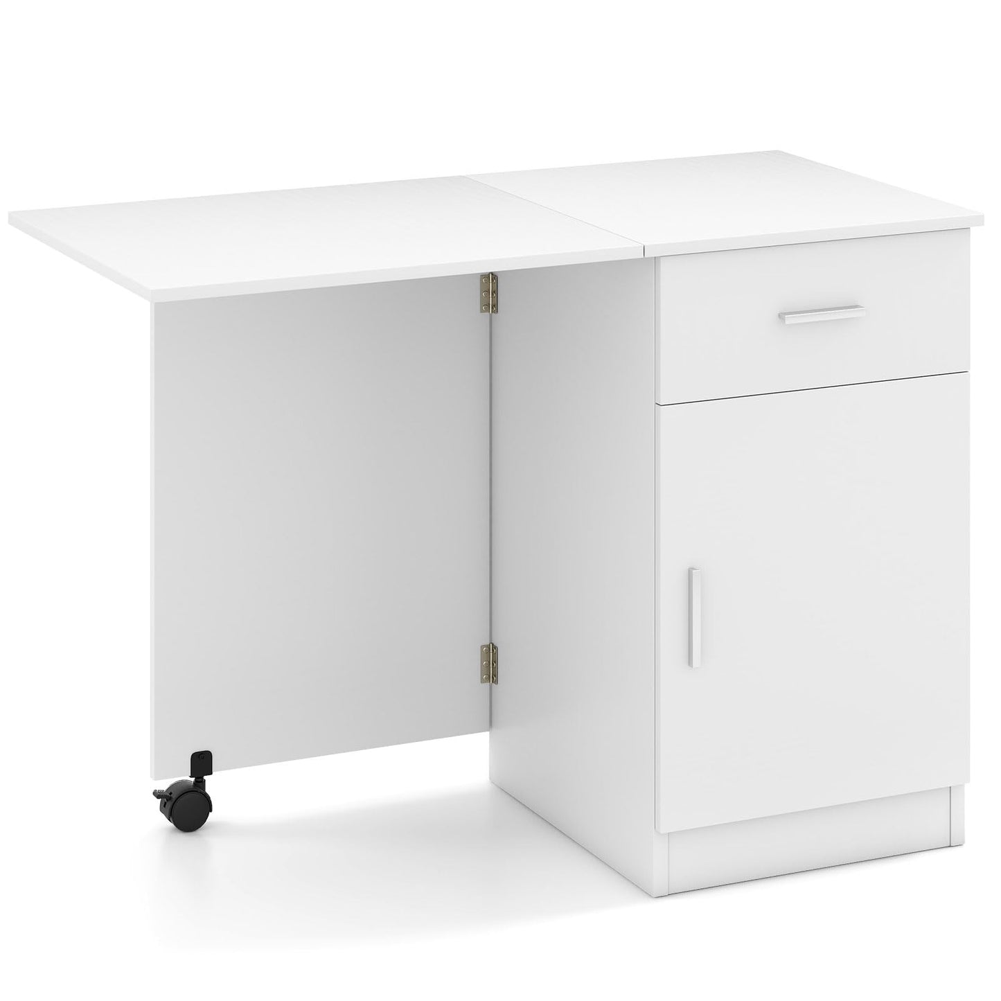 Tangkula Folding Computer Desk with Storage Drawer & Cabinet