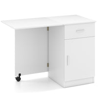 Tangkula Folding Computer Desk with Storage Drawer & Cabinet