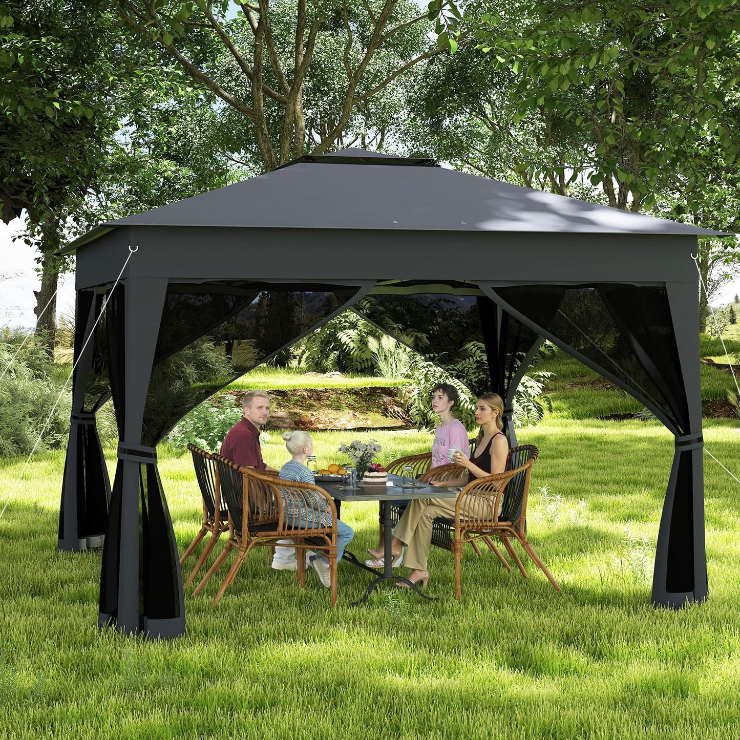 Tangkula 11x11 FT Pop Up Gazebo with Netting